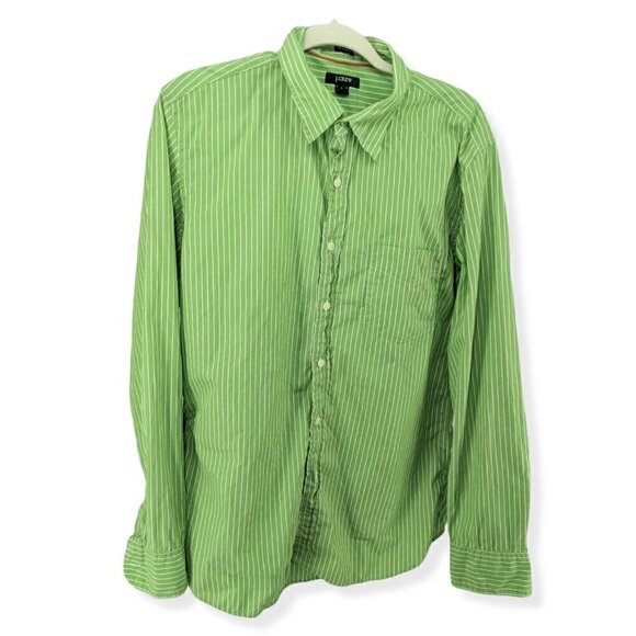 J. Crew Other - J Crew Tailored Fit Button Shirt Men's Large Green White Stripe Long Sleeve
